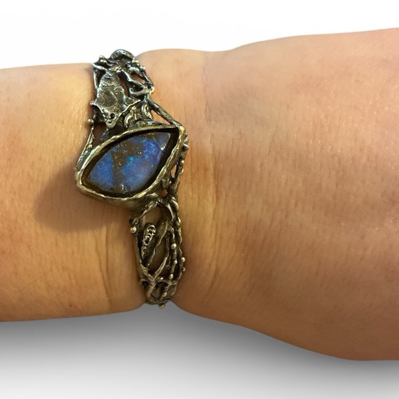 Artisan Jewelry - Artisan Sterling Silver Opal Hinge Bracelet